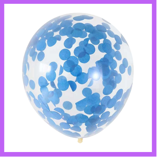 12" Blue Confetti Latex Balloon C02