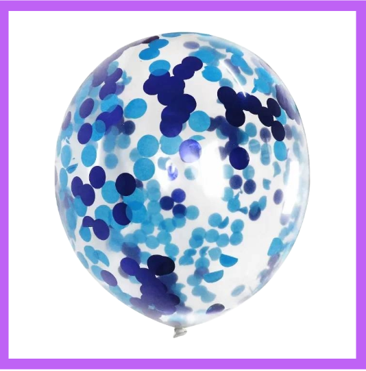12" Light and Dark Blue Confetti Latex Balloon C09