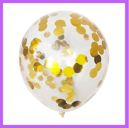 12" Gold Confetti Latex Balloon C11