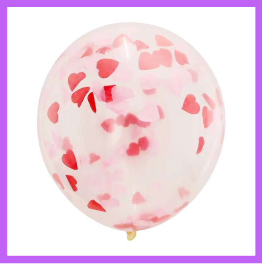12" Red and Pink Hearts Confetti Latex Balloon C14