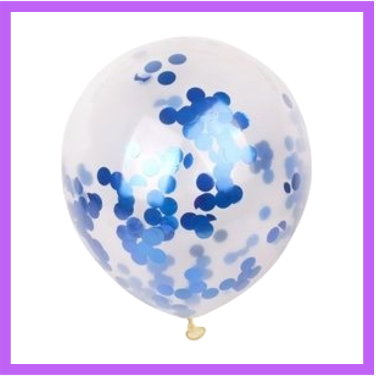 12" Blue Confetti Latex Balloon C19