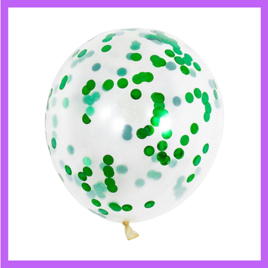 12" Green Confetti Latex Balloon C22