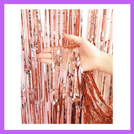9 Ft long Set of Rose Gold Foil Curtain Backdrop FC01