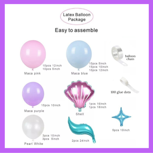 Beautiful Mermaid Balloon Garland Arch Kit, DIY or Assembled BB13
