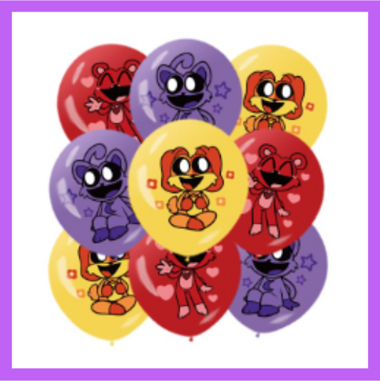 9 Pcs Purple Cat and Friends Themed Balloons BQ156