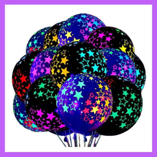 10 Piece Set Black Light Glow Latex Balloons BQ157