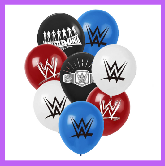 8 Pcs set of 12" Pro wrestling Theme Balloon Bouquet WWEWB
