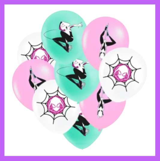 9 Pcs set of 12" Kids Favorite Spider Girl themed balloons BQ161