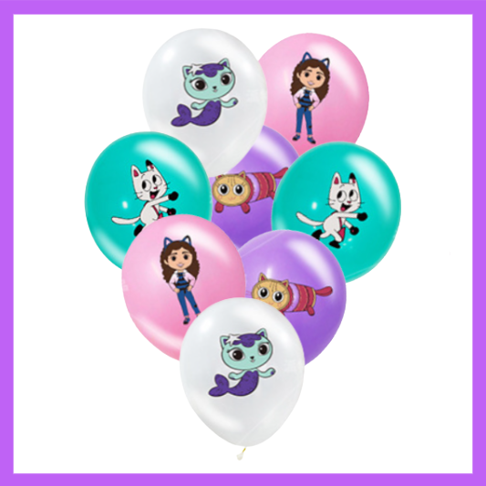 8 Pcs Set of Kids favorite Dollhouse Fun Characters Themed Balloons