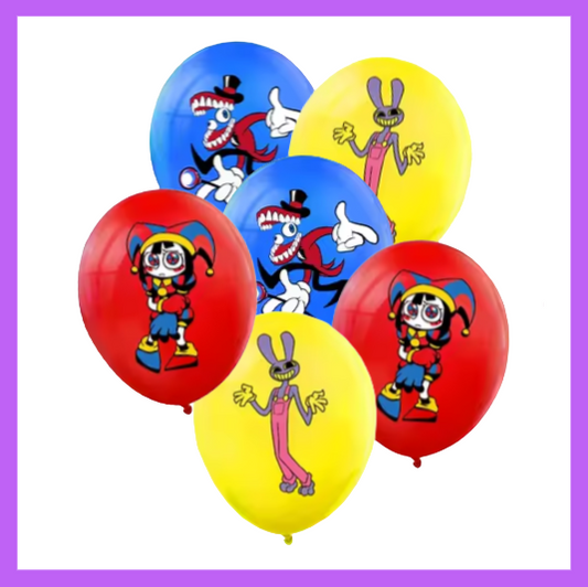 6 Pcs Set of Kids favorite circus Character Themed Balloons