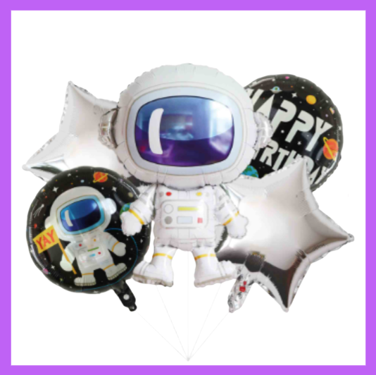 5 Pcs Astronaut Space Spaceman Themed Balloon Arrangement