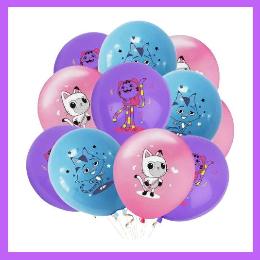 12 Pcs Set of Kids favorite Dollhouse Fun Characters Themed Balloons