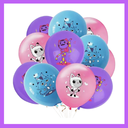 12 Pcs Set of Kids favorite Dollhouse Fun Characters Themed Balloons