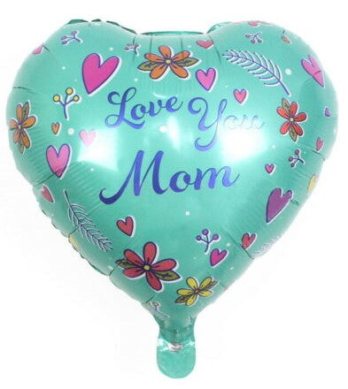 18" "Love you Mom" Mother's day Heart Foil Balloon MD02