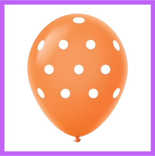 12" Orange with White Dots Latex Balloon PL23