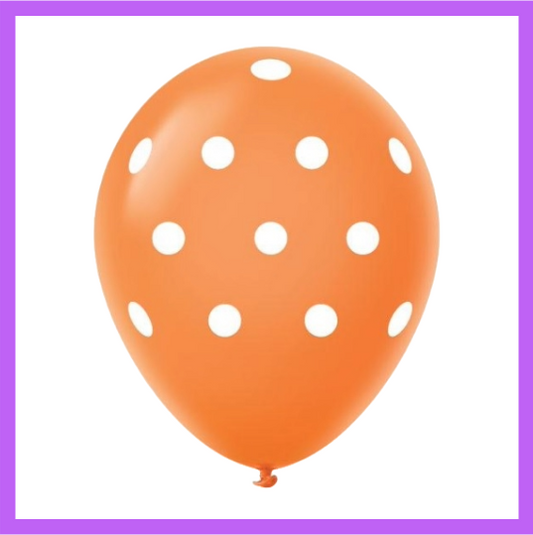 12" Orange with White Dots Latex Balloon PL23