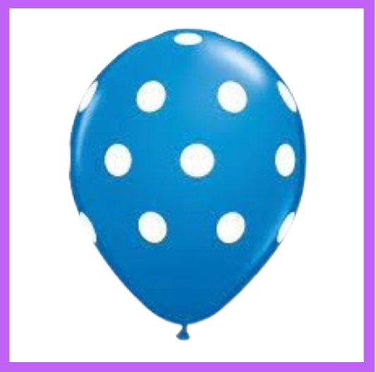 12" Blue with White Dots Latex Balloon PL25