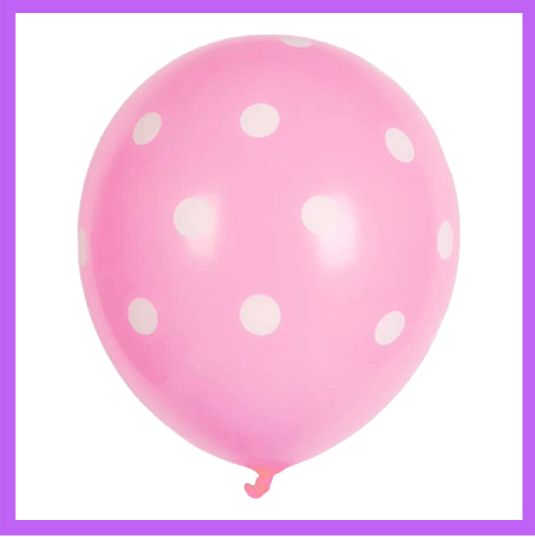 12" Pink with White Dots Latex Balloon PL26