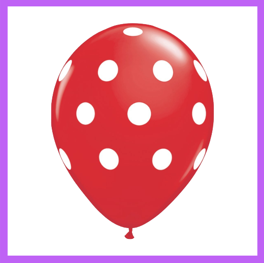 12" Red with White Dots Latex Balloon PL27