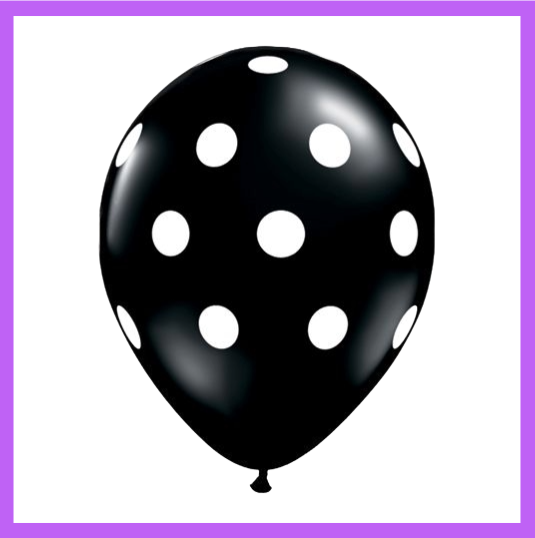 12" Black with White Dots Latex Balloon PL30