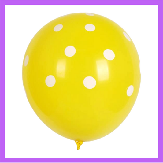 12" Yellow with White Dots Latex Balloon PL33