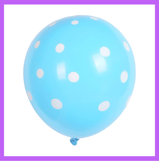 12" Light Blue with White Dots Latex Balloon PL32