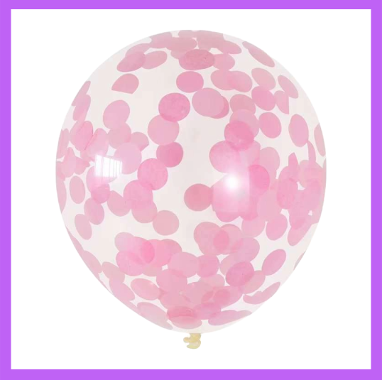 12" Pink Confetti Latex Balloon C07