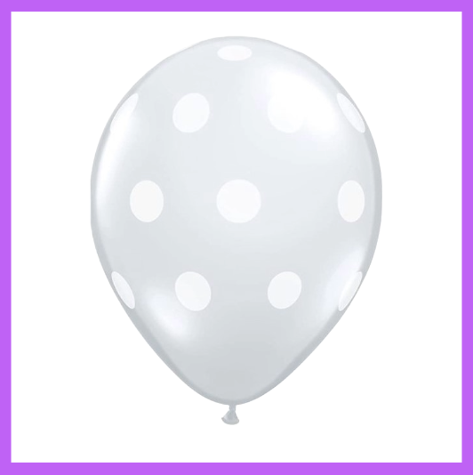 12" Clear with white dots design latex Balloon PL02