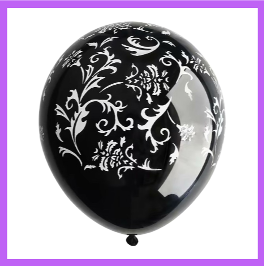 12" Classy Black on white latex Balloon PL06