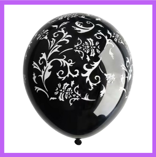 12" Classy Black on white latex Balloon PL06