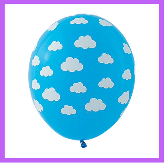 12" Light blue with white with clouds Sky Balloon latex Balloon PL07