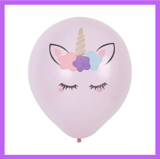 12" Pink with unicorn latex Balloon PL15