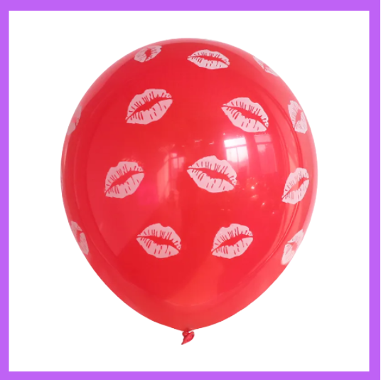 12" Red with White Lips design latex Balloon PL21