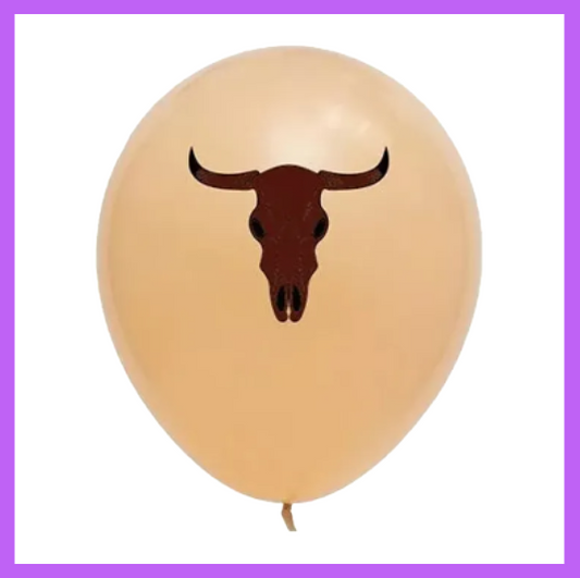 12" Light brown Latex Balloon Long Horn Bull PL39