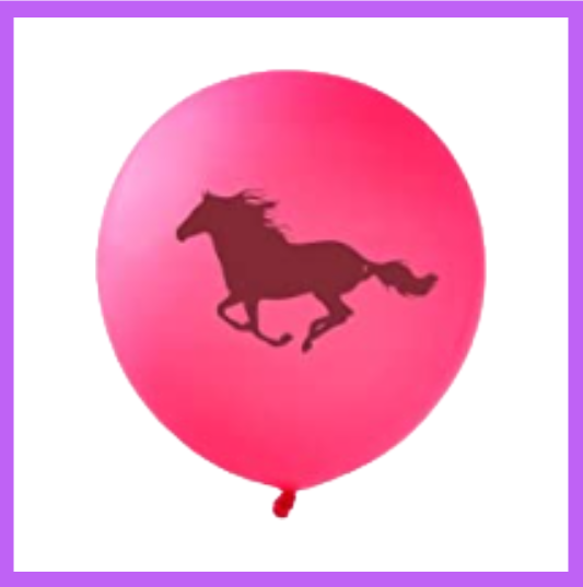 12" Pink Latex Balloons with Galloping Horse PL40