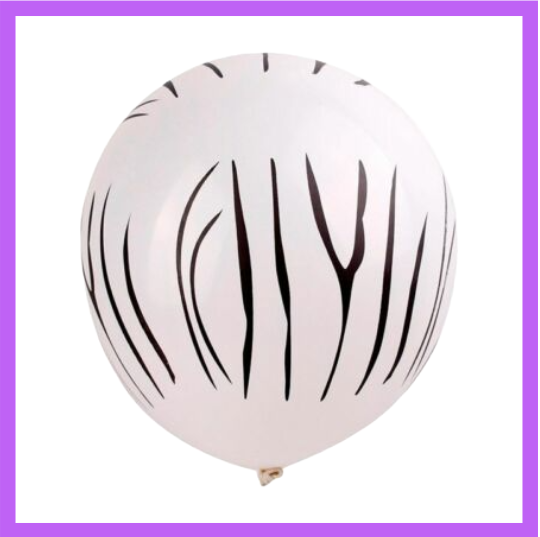 12" Zebra Safari Print Latex Balloon PL43