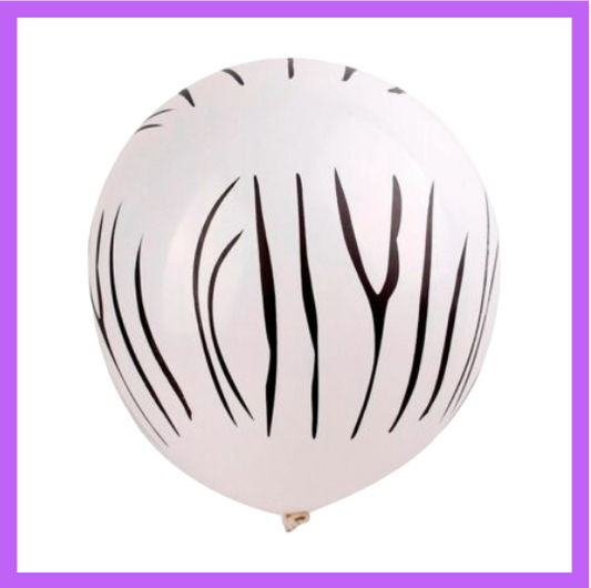 12" Zebra Safari Print Latex Balloon PL43