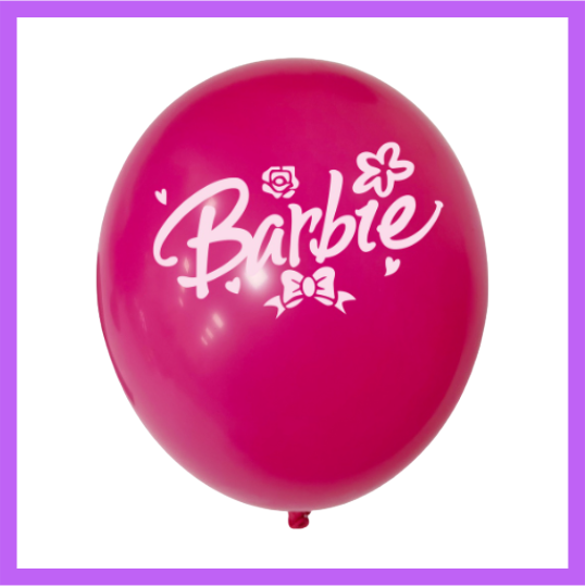 12" Pink Barbie Print Latex Balloons PL65