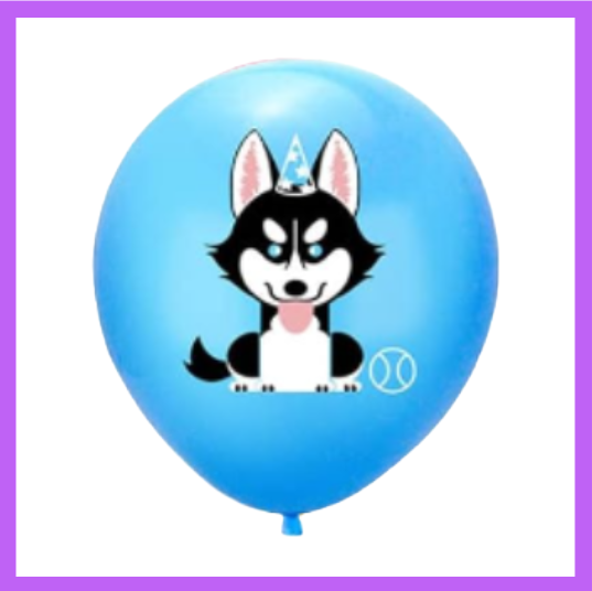 12" Happy Birthday Boy Huskey Retriever Dog Latex Balloon PL85