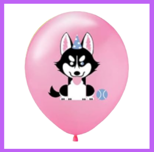 12" Happy Birthday Girl Huskey Retriever Dog Latex Balloon PL88