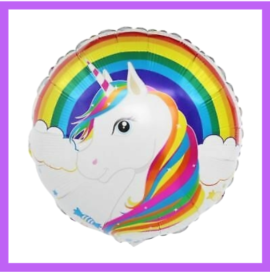 18" Round Unicorn Colorful Rainbow Balloon SC41