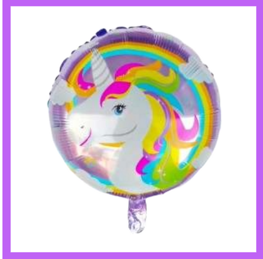 18" Round Unicorn Colorful Balloon SC42