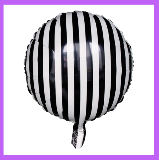 18" Black and White Stipe Foil Balloon SC97