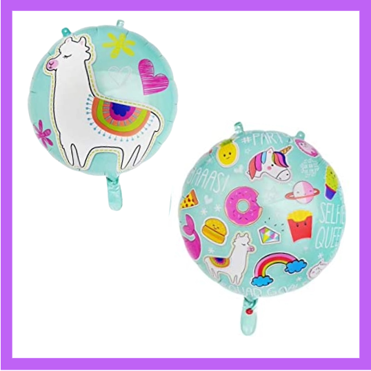 18" Blue Double Sided Llama Foil Balloon SC101