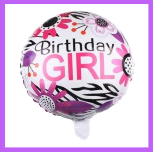 18" Round Happy Birthday Stylish Flower Foil Balloon HB12