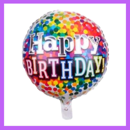 18" Round Multiple Color Poka Dot Happy Birthday Foil Balloon HB09