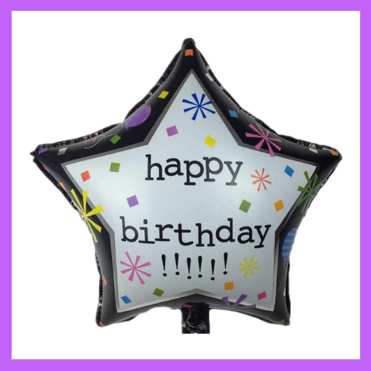 18" Star Shaped Happy Birthday Foil Balloon HB05