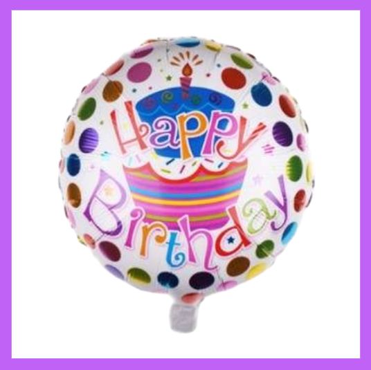 18" Cupcake and Poka Dots Happy Birthday Foil Balloon HB03