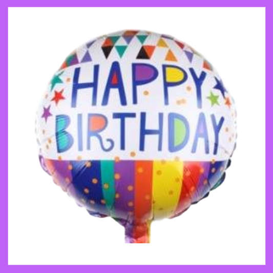 18" Round Rainbow Color Happy Birthday Foil Balloon HB13