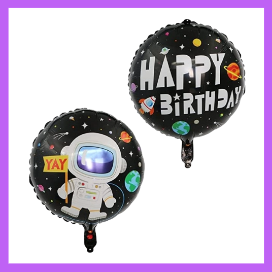 18" Astronaut, Space Ship and Planets Happy Birthday Balloon HB24